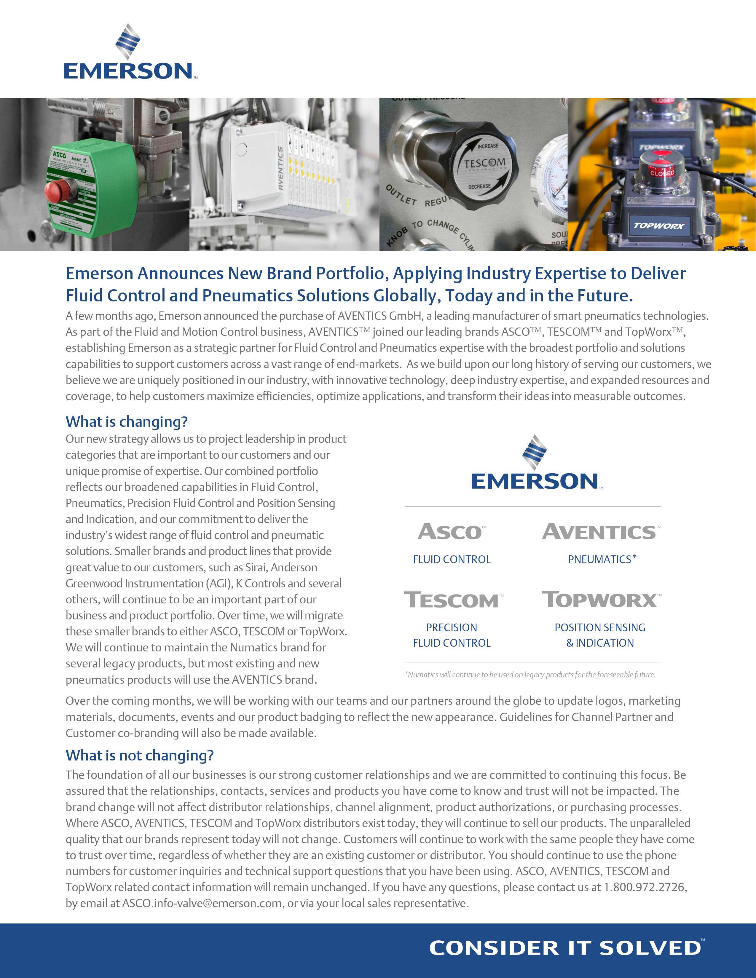 Emerson Brands: Aventics And Asco