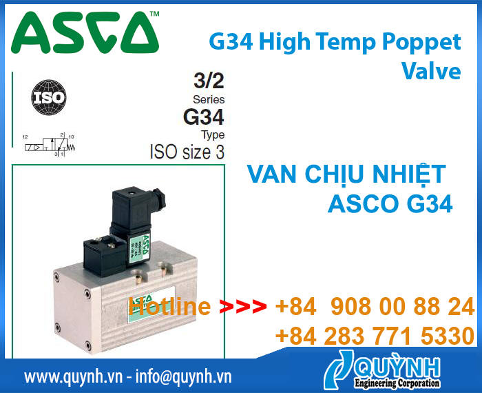 ASCO G34 High Temp Poppet Valves