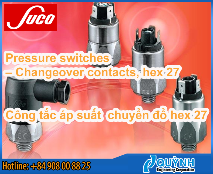 Suco Pressure switches – Changeover contacts, hex 27