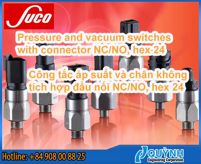 Suco Pressure and vacuum switches with integrated connector NC/NO, hex 24