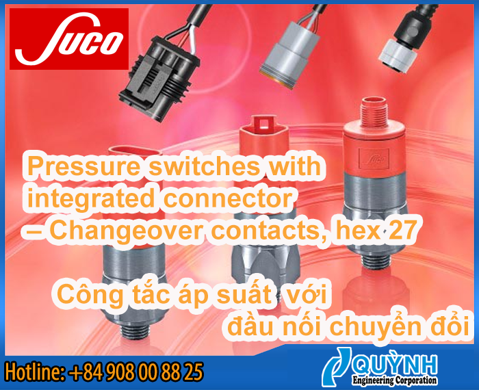 Suco Pressure switches with integrated connector – Changeover contacts hex 27